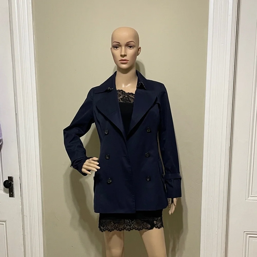 Burberry Blue Label Crestbridge Navy Double-Breasted Women's Jacket - Picture 2 of 11